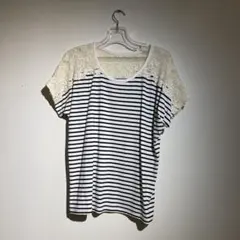 ストライプレース半袖Tシャツ
