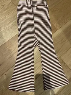 HARO HARO 茶色と白のストライプ フレアパンツ L