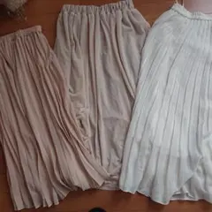 ベージュ プリーツスカート 3点セット