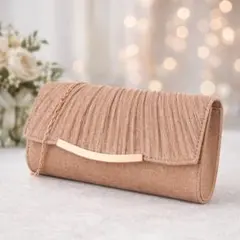 パーティーバッグ クラッチ 2way チェーン付 明るめゴールド 結婚式