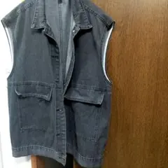 BaLeiNi デニムベスト ノースリーブ ブラック