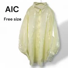 【週末セール】AIC レモンイエロー シースルー 長袖シャツ フリーサイズ