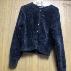 GU シャイニークルーネックカーディガン(L/ブラック)