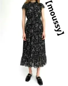 【美品】moussy ロングワンピース 花柄 フリル Aライン