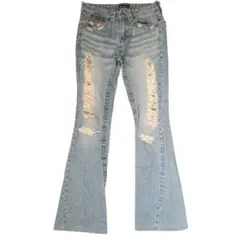 【Ran Ran CATs】ダメージ加工 フレアデニム Y2K 韓国製 00s