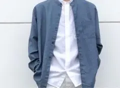 ユニクロ　コットンリネンスタンドカラーシャツ　XL
