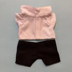 着せ替え服セット 白シャツと黒パンツ　ぬい服　２０cm