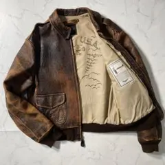 良品】AVIREX　フライトジャケット　80s　 A-2　レザー　USA製　42
