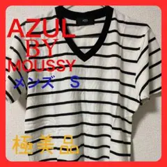 AZUL BY MOUSSY アズール　天竺ボーダーVネック半袖Tシャツ