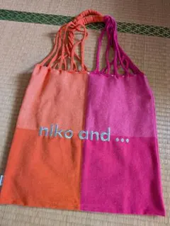 ❀ニコアンド❀ パッチワークハンモック紐トートバッグおれんじ&ぴんく