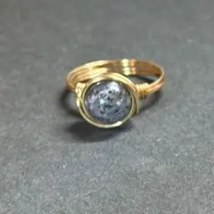 WR525G 天然石 ワイヤーリング ブラックアベンチュリンクォーツ ゴールド