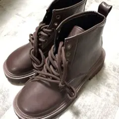 【新品未使用】ブラウン レインブーツ 厚底 トラックソール 37 ショートブーツ