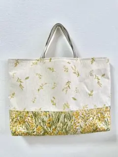 花柄ナチュラル系　ミモザ　レッスンバッグ•シューズケース　2点セット