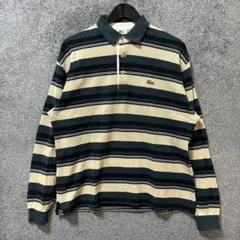 【R932】 LACOSTE 長袖ポロシャツ サイズL相当 ボーダー