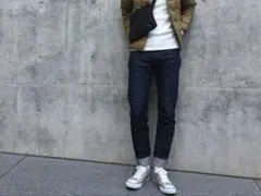 【美シルエット】BY 日本製 濃紺デニム 30 スリムテーパード 色落ち◎