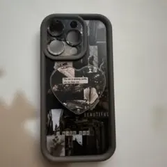 iPhone15プロ用ソフトケース モノクロデザイン