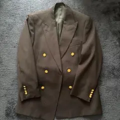 英国製 Aquascutum 90s ダブル 紺ブレ 金ボタン ウール ブレザー