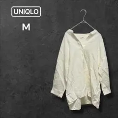 【ユニクロ】リネンブレンドスキッパーシャツ七分袖 シンプル ナチュラル M