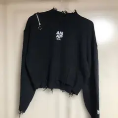 ANAP ブラック ニット セーター 長袖　ダメージ