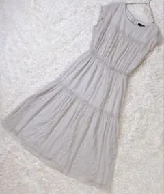 【洗える】シアーコットンボイル ティアードワンピース 美品 M