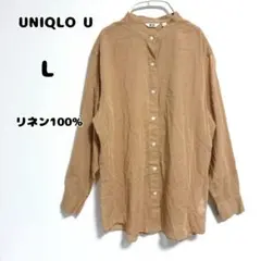 リネンブラウス UNIQLO U L オレンジ系 ユニクロ 透け感 きれいめ