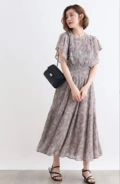 grove ジョーゼットプリントワンピース