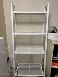 ホワイト 4段スチールラック メッシュ