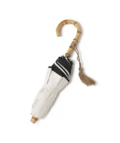 【新品】[撥水/晴雨兼用]バンブーハンドルバイカラーコンパクトパラソル