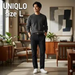 ユニクロ 感動パンツ L ブラック 418889 ウエスト88 スラックス