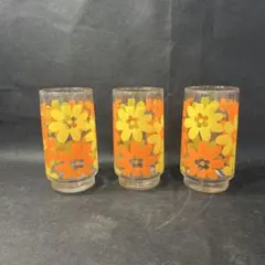 ホヤクリスタル（HOYA CRYSTAL）花柄グラス コップ3個セット