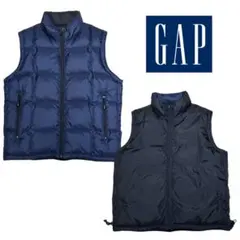 90s Y2K オールド GAP リバーシブル ダウンベスト ネイビー×ブラック