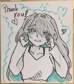 手描き　オリジナルイラスト　小色紙　アナログ　自作