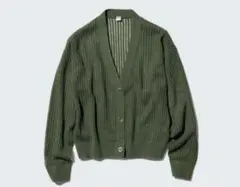 ⭐️新品UNIQLO Ｖネックメッシュカーディガン　シアー オリーブグリーン