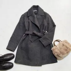 セオリーリュクス ガウンコート ベルト付き ウール グレー S~M