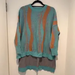 オズモーシス　ニット　柄ニット　osmosis ブルーニット