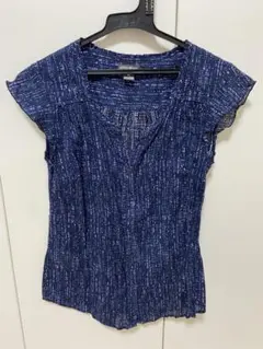 Eddie Bauer ネイビー ドット ノースリーブシャツ PXS