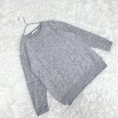 『シューラルー』 (L) 羊毛ブレンドクルーネックニットソー ケーブル編み 薄手