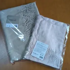 Cashmere Style Large Stole ベージュ フリンジ付き
