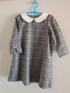 キッズ ワンピース チェック柄 丸襟 90cmのサムネイル