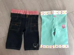 ミキハウス スパッツ レギンスパンツ　2枚セット　デニム　グリーン