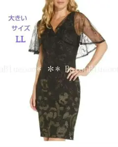 新品☆アドリアナパペル☆フローラル刺繍レースドレス黒★大きいサイズLLワンピース