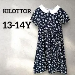 KILOTTOR 【13-14Y】ブラック フラワープリント ワンピース