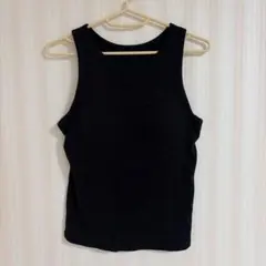 カップ付き リブタンクトップ ブラック ユニクロ UNIQLO レディース 黒