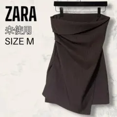 【ほぼ未使用】 ZARA ピンストライプ ミニ ドレス アシメ ワンピース