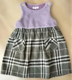 【Noeil aime Bebe】ジャンパースカート 120cm 紫／チェック柄