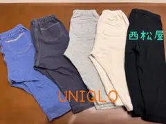 UNIQLO リラックスフィットレギンス4枚＋西松屋レギンス1枚のセット　80