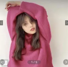 タートルネックニットトップス ピンク[dr329a] ニット