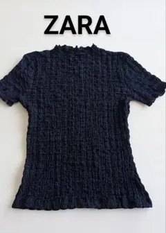 ザラ ZARA ブラック伸縮半袖トップス サイズS
