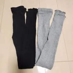 【新品】UNIQLO リブメロウレギンス M ブラック グレー 2枚 セット