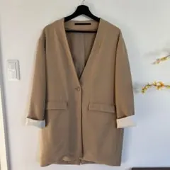 KBF+ ブラウン テーラードジャケット　freeサイズ